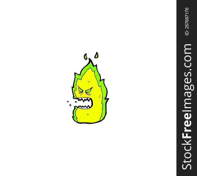 Cartoon Green Fire Monster