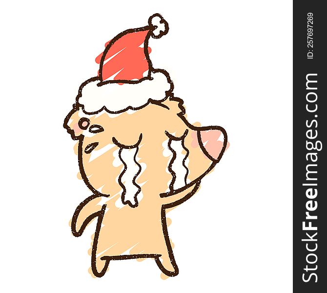 Crying Christmas Bear Chalk Drawing