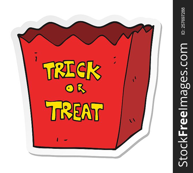 sticker of a cartoon trick or treat bag