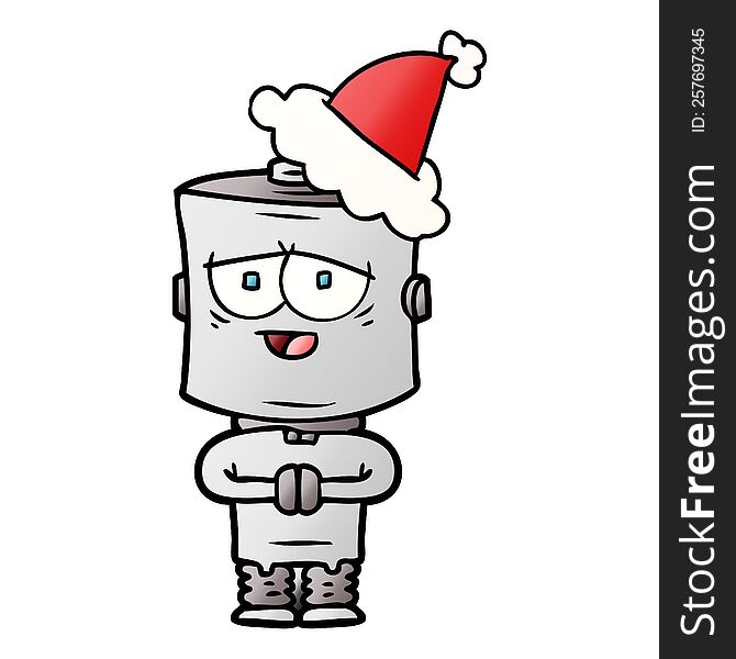 Gradient Cartoon Of A Robot Wearing Santa Hat