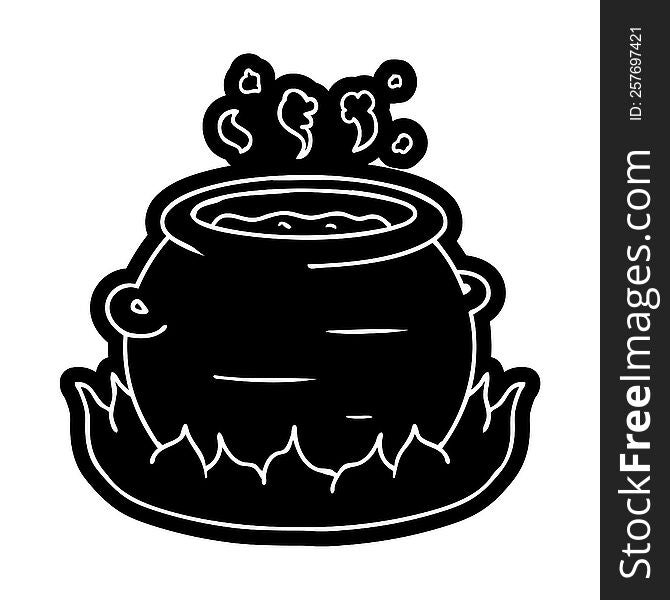 cartoon icon of a pot of stew. cartoon icon of a pot of stew