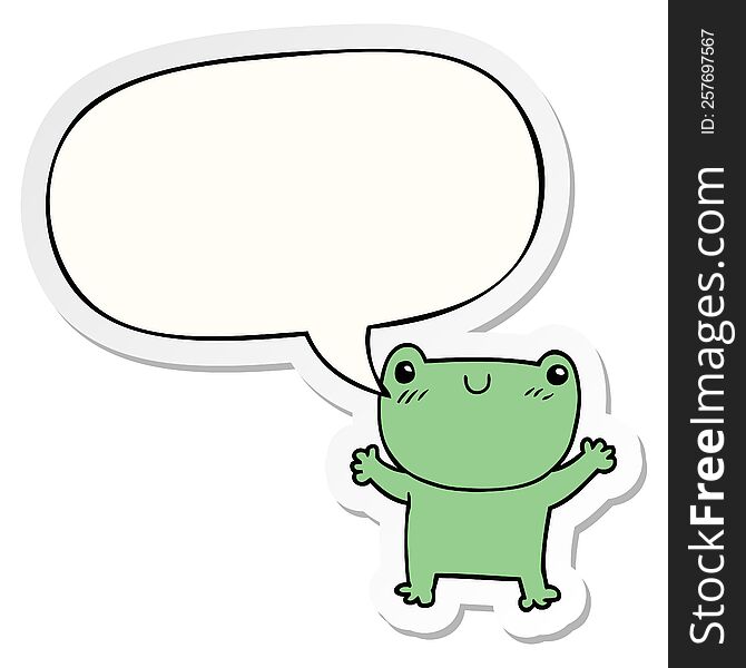 Cartoon Frog And Speech Bubble Sticker
