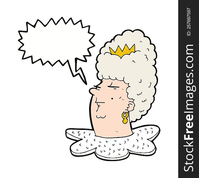 cartoon queen head with speech bubble