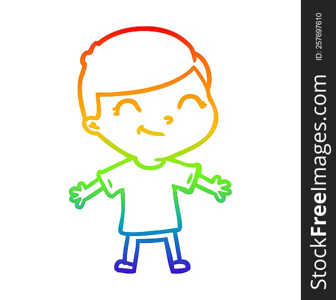 rainbow gradient line drawing cartoon boy smiling