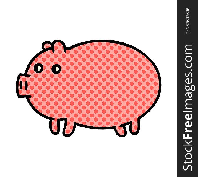 comic book style cartoon of a fat pig