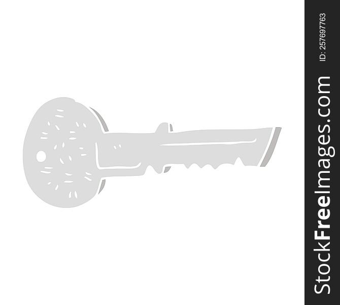Flat Color Illustration Of A Cartoon Door Key