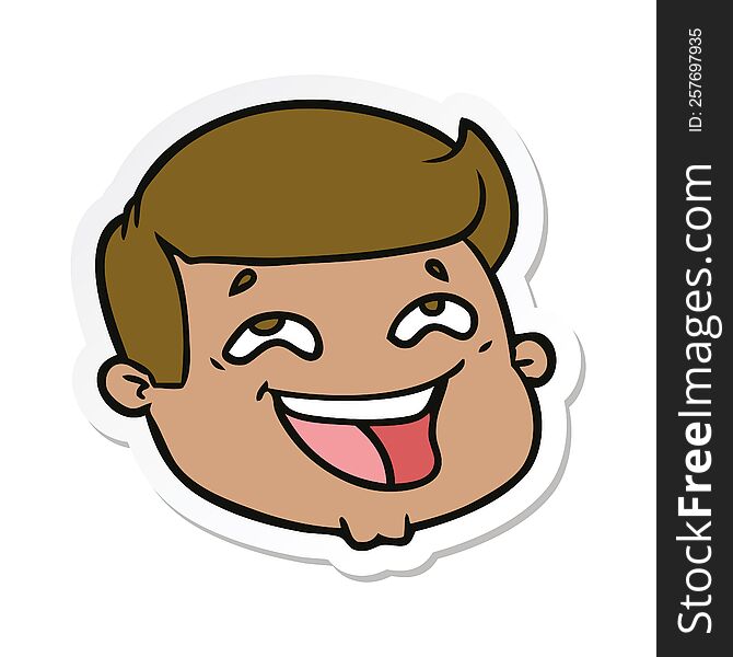 Sticker Of A Happy Cartoon Male Face