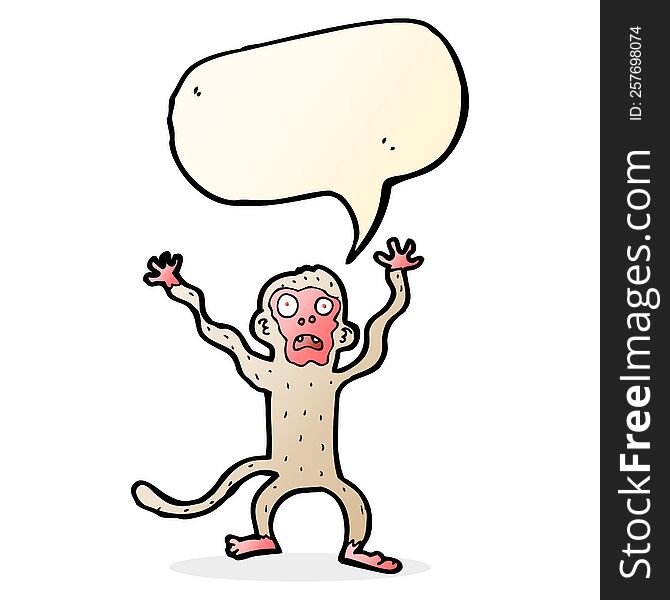 Cartoon Frightened Monkey With Speech Bubble