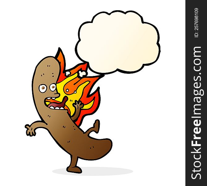 Crazy Cartoon Sausage With Thought Bubble