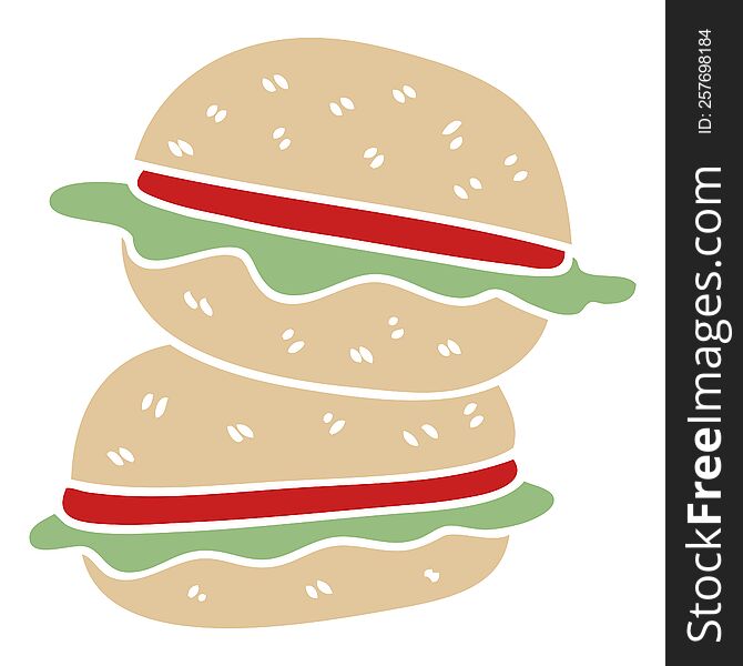 Quirky Hand Drawn Cartoon Veggie Burger