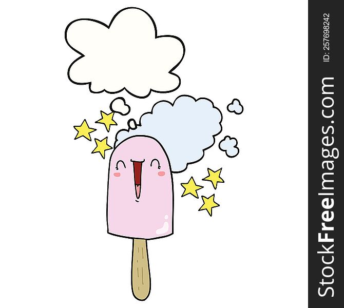 Cute Cartoon Ice Lolly And Thought Bubble