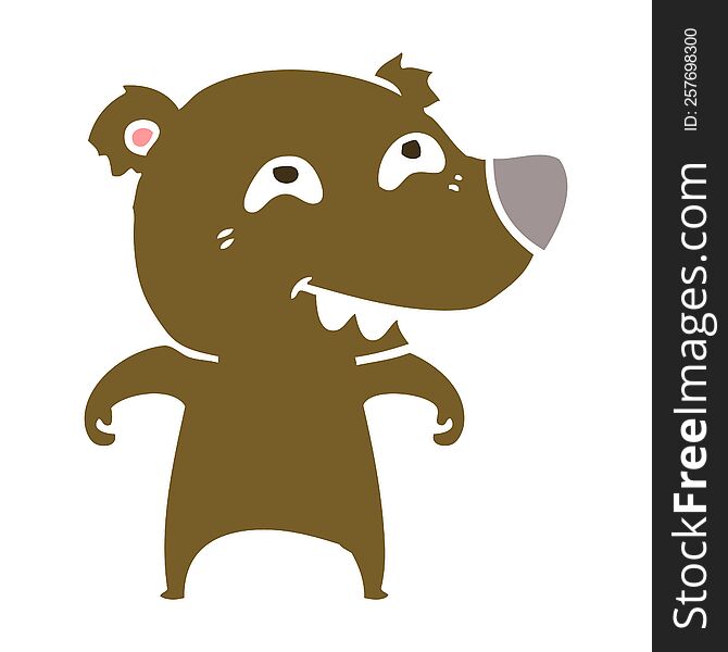 flat color style cartoon bear showing teeth