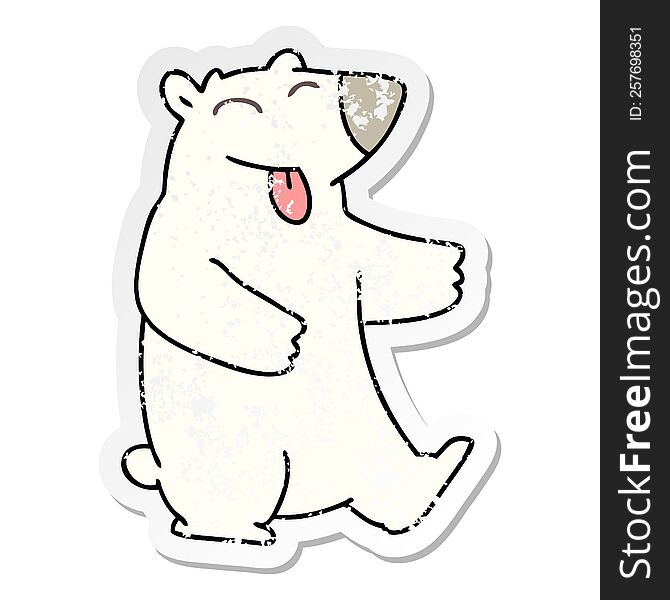 Distressed Sticker Of A Quirky Hand Drawn Cartoon Polar Bear
