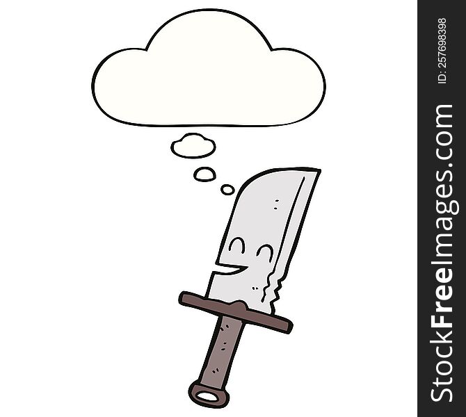 Cartoon Knife And Thought Bubble