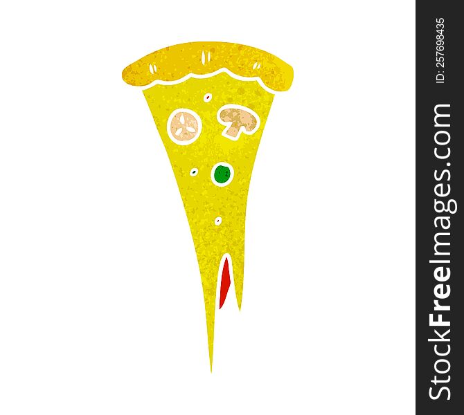 hand drawn retro cartoon doodle of a slice of pizza