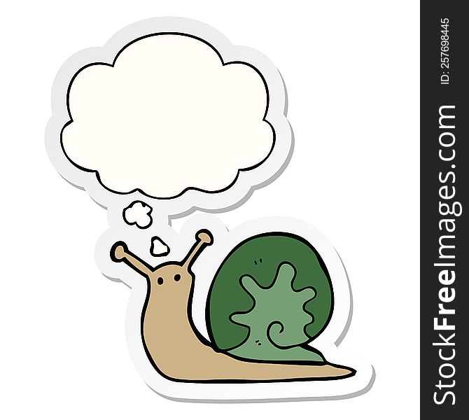 cartoon snail with thought bubble as a printed sticker
