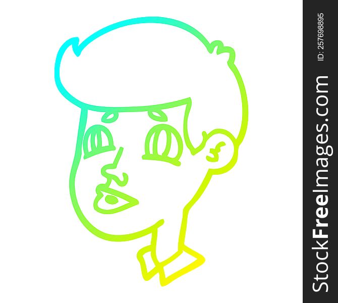 cold gradient line drawing of a cartoon boy face