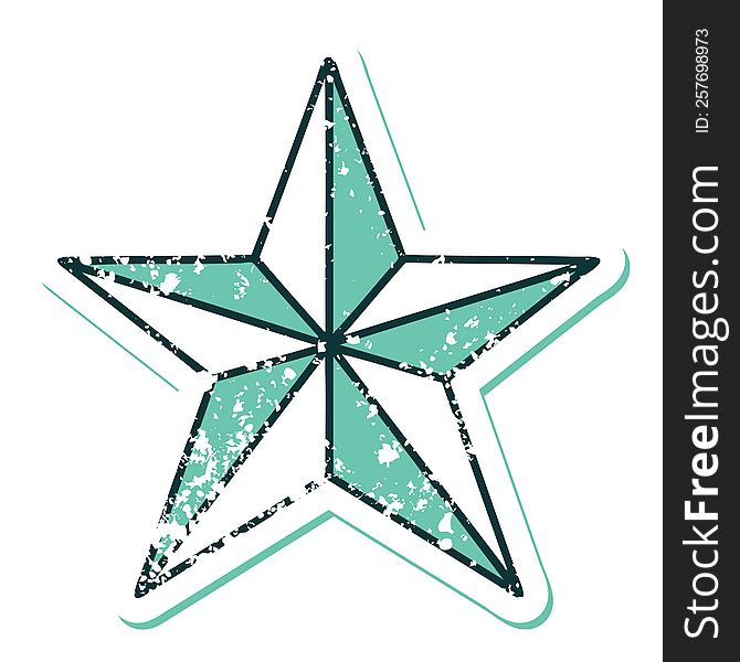 Distressed Sticker Tattoo Style Icon Of A Star