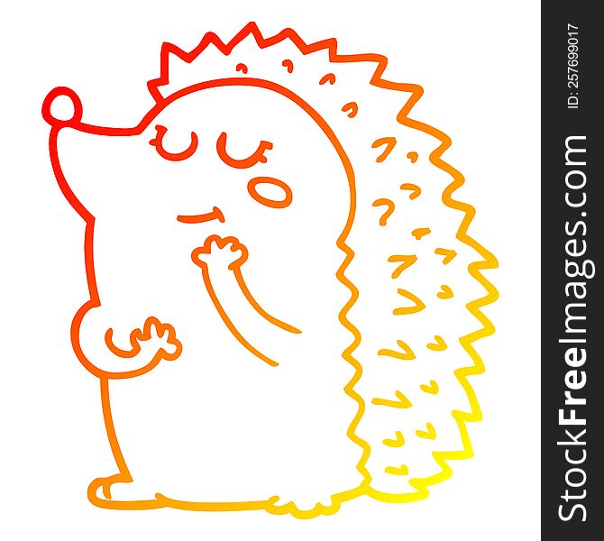 Warm Gradient Line Drawing Cute Cartoon Hedgehog