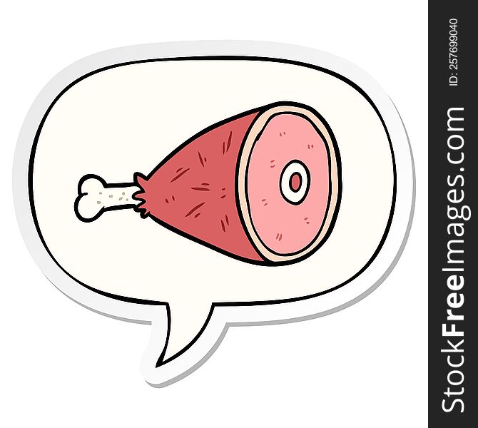 Cooked Cartoon Leg Of Meat And Speech Bubble Sticker