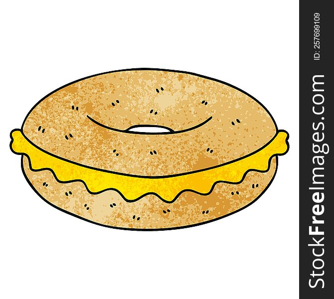 hand drawn quirky cartoon cheese bagel. hand drawn quirky cartoon cheese bagel