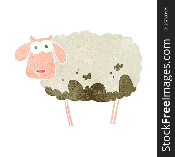 Retro Cartoon Muddy Sheep