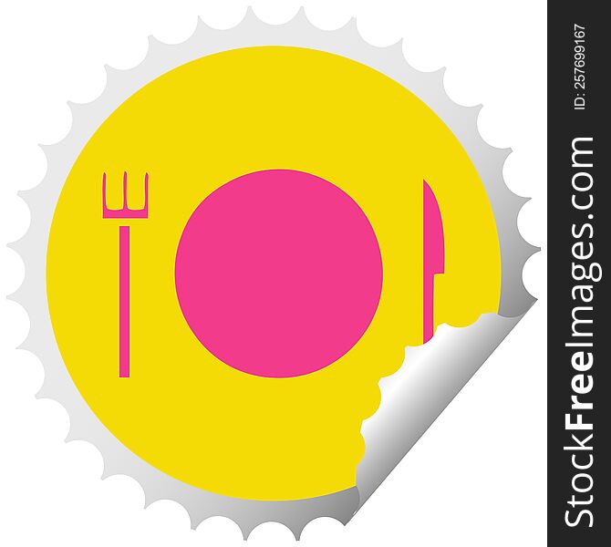 Circular Peeling Sticker Cartoon Plate And Cutlery