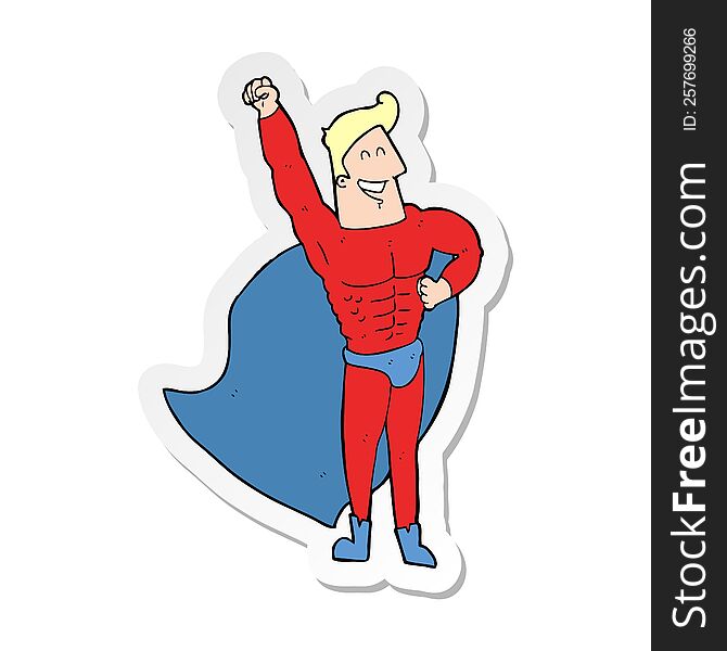 Sticker Of A Cartoon Superhero