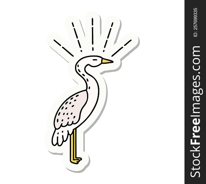 sticker of a tattoo style standing stork