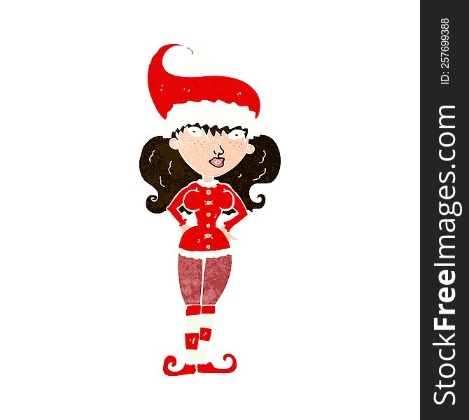 cartoon santa's helper woman