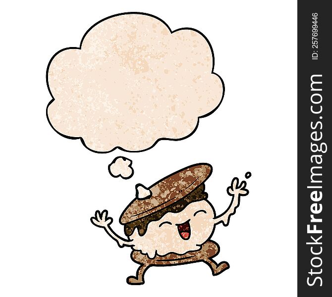 Smore Cartoon And Thought Bubble In Grunge Texture Pattern Style