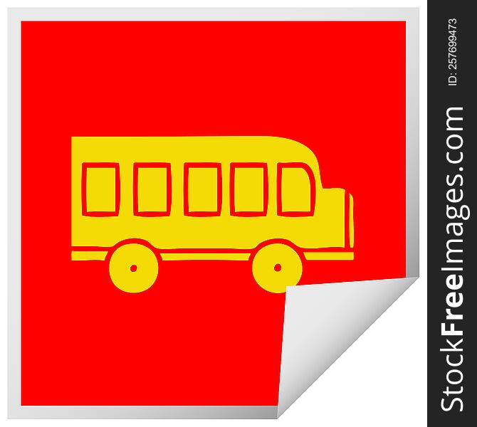 Square Peeling Sticker Cartoon School Bus