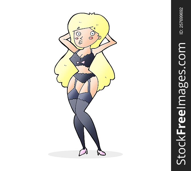 cartoon woman in lingerie