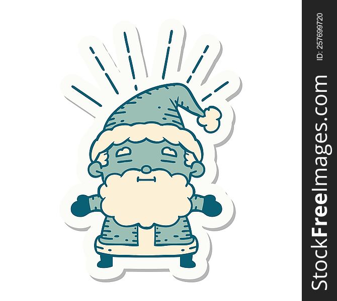 Sticker Of Tattoo Style Santa Claus Christmas Character