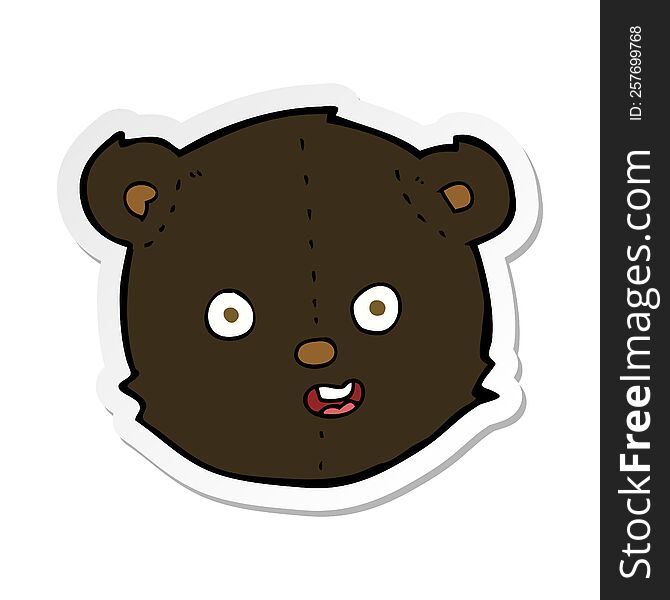 Sticker Of A Cartoon Black Teddy Bear Head