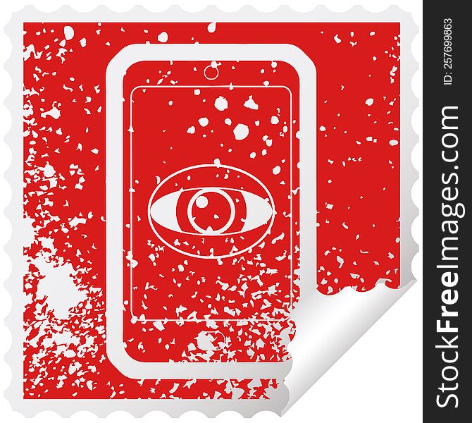cell phone watching you graphic distressed sticker