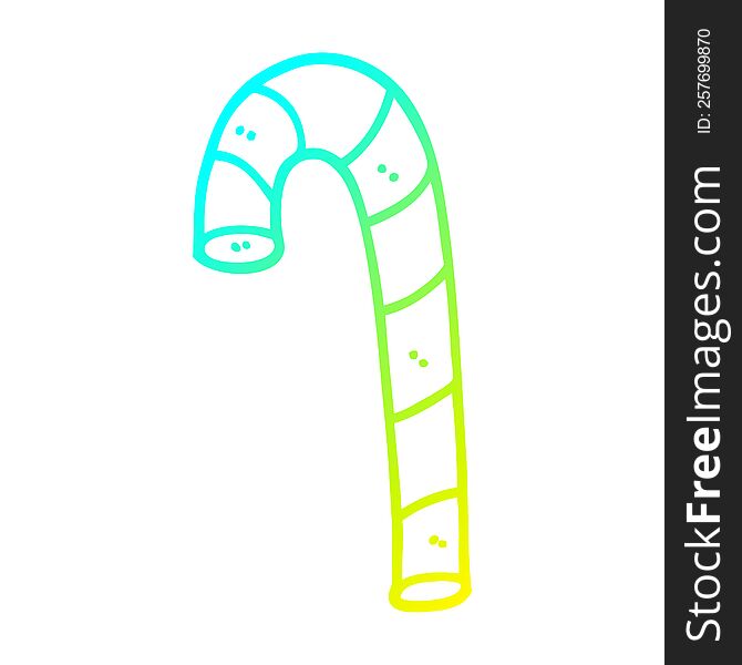 Cold Gradient Line Drawing Cartoon Xmas Candy Cane