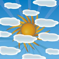Sun With Clouds Vector Royalty Free Stock Images Sun With Clouds Vector Royalty Free Stock Images