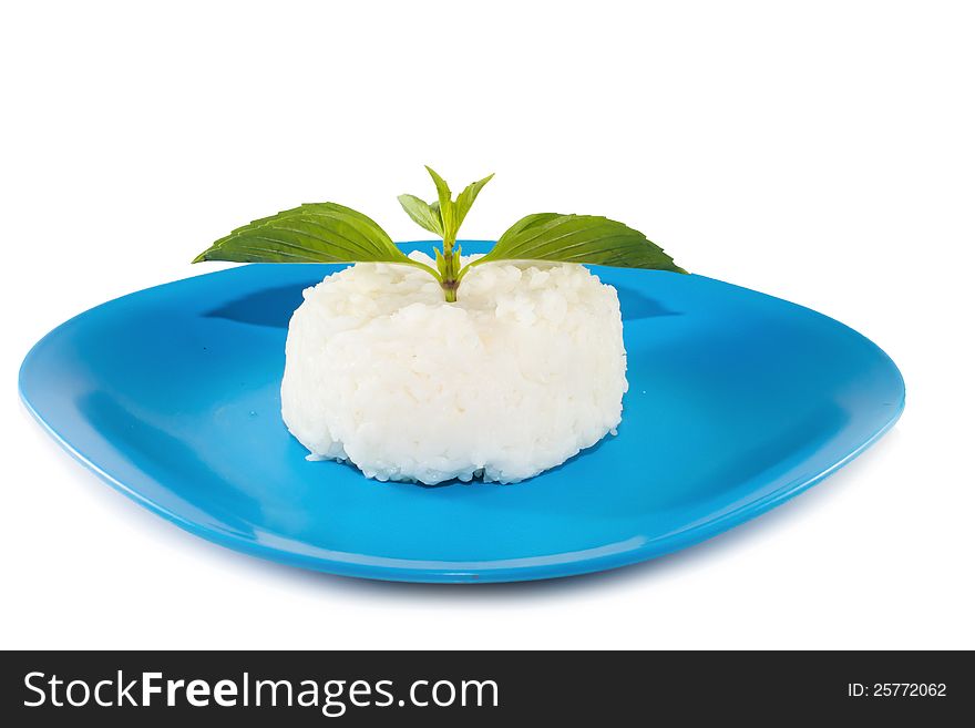 Jasmine rice on a plate.