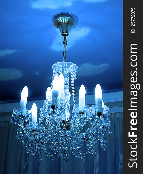 Close-up of a beautiful crystal chandelier
