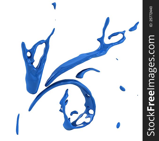 Set of blue liquid splash isolated on white background