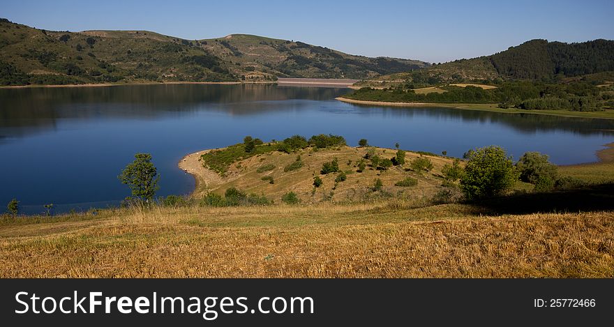 The lake of Campotosto in Abruzzo, Italy