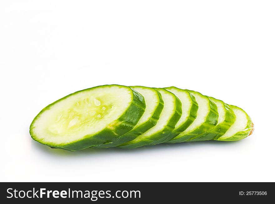 Sliced cucumber isolated on a white background