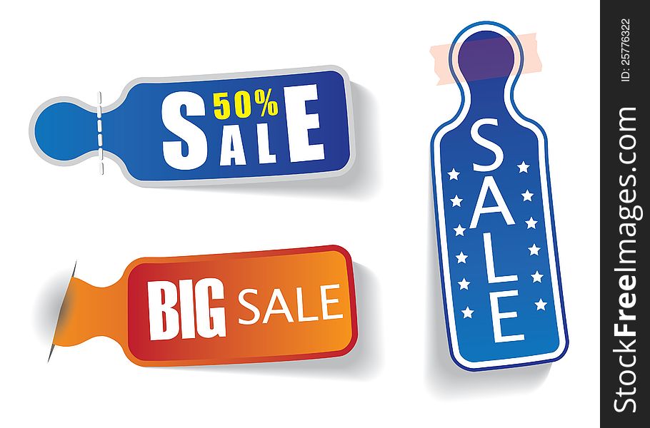Colorful labels with 50% sale & discount messages