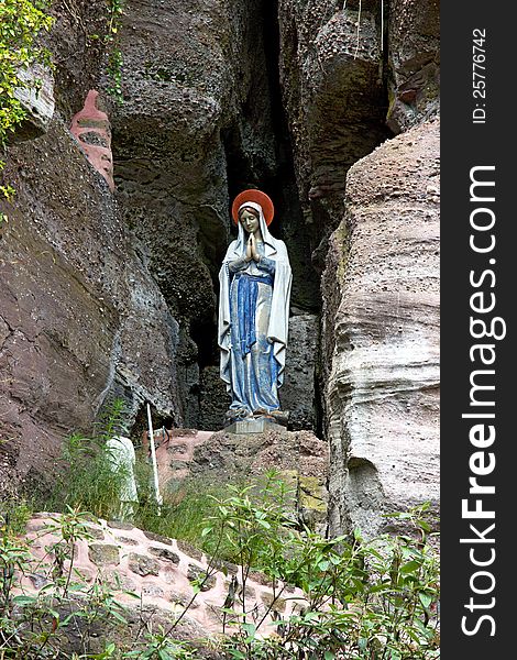 Statue of Mary in the mountains near the monastery of Le Mont Sainte-Odile