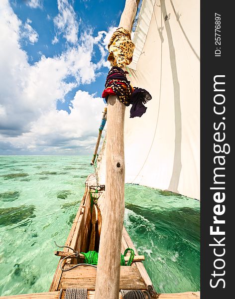 Sailing in a rtaditoinal boat in Zanzibar, Tanzania. Sailing in a rtaditoinal boat in Zanzibar, Tanzania