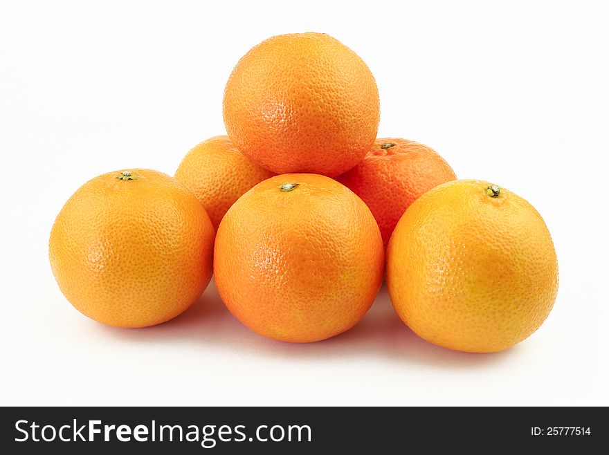 Group of tasty mandarins on white background. Group of tasty mandarins on white background