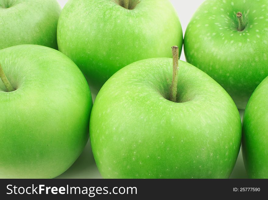 Many tasty and ripe green apples. Many tasty and ripe green apples