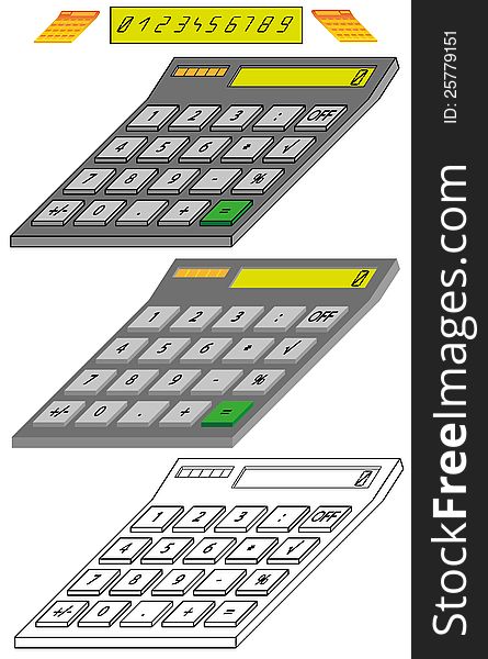 Digital Calculator Model in Isometric View