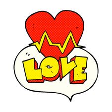 Comic Book Speech Bubble Cartoon Heart Rate Pulse Love Symbol Royalty Free Stock Image
